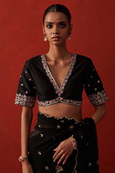 Black aari embroidered blouse