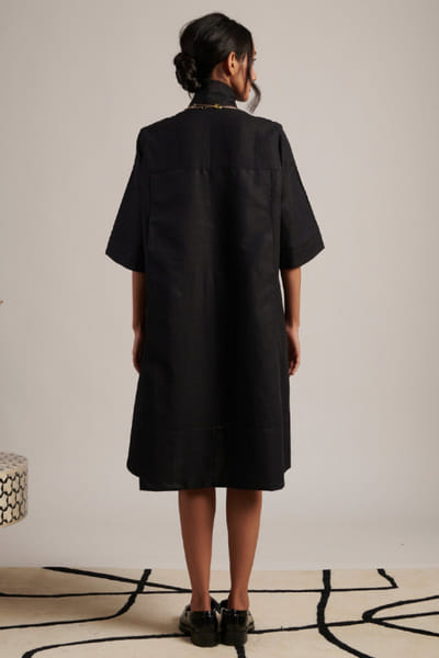 Moh India Black linen shirt dress MOHIJUL26D148617