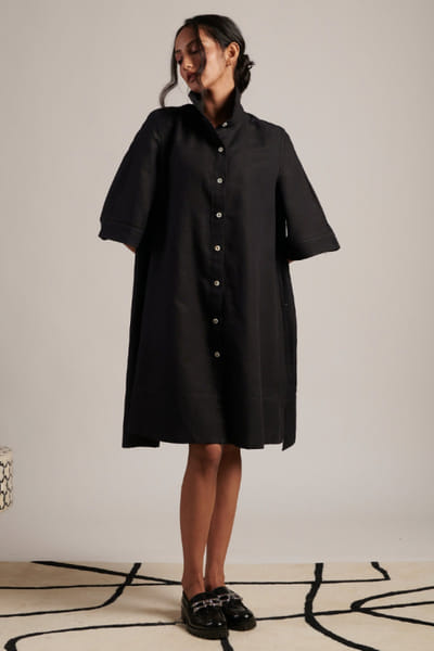 Moh India Black linen shirt dress MOHIJUL26D148617