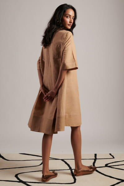 Moh India Beige linen shirt dress MOHIJUL26D148616