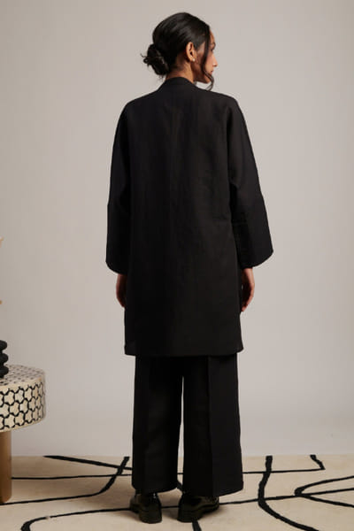 Moh India Black linen tunic set MOHIJUL26D148603