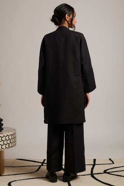Moh India Black linen short tunic MOHIJUL26D148641