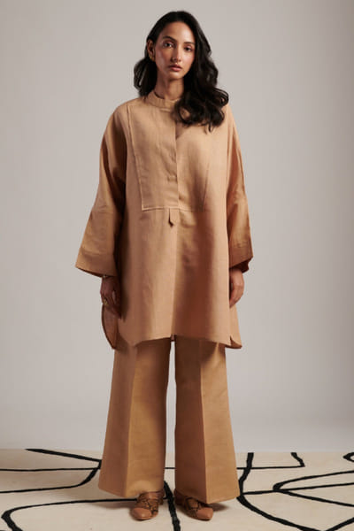 Moh India Beige linen short tunic MOHIJUL26D148643