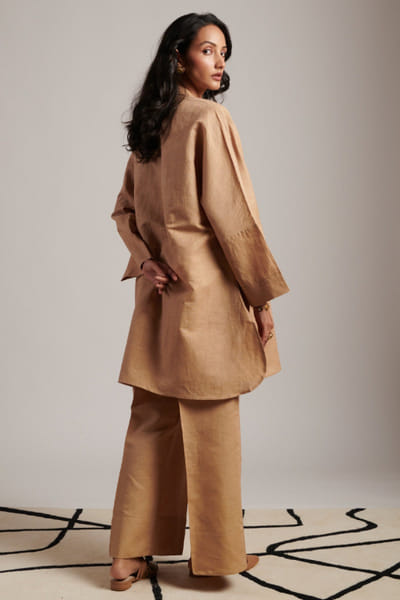 Moh India Beige linen short tunic MOHIJUL26D148643