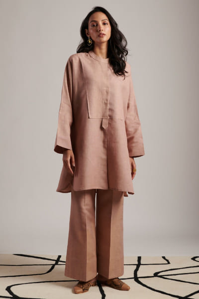 Moh India Rusty nude linen short tunic MOHIJUL26D148640