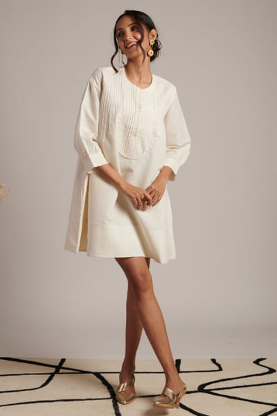 Moh India Ivory linen shirt dress MOHIJUL26D148618