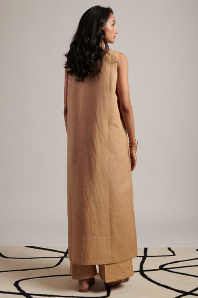 Moh India Beige ivory colourblocked panelled overlay MOHIJUL26D148639
