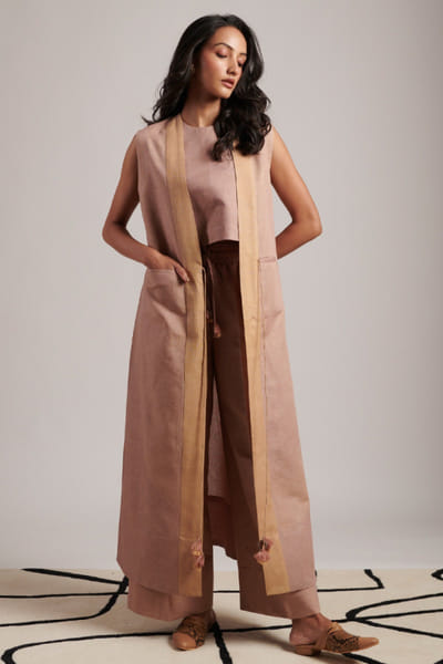 Moh India Rusty nude linen overlay MOHIJUL26D148637