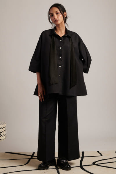 Moh India Black linen co-ord set MOHIJUL26D148606
