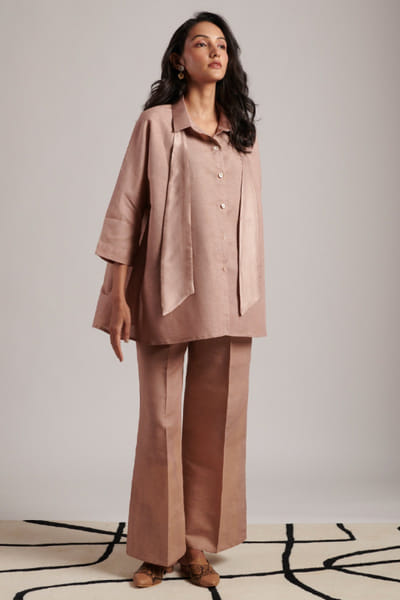 Moh India Rusty nude linen co-ord set MOHIJUL26D148605