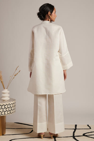 Moh India Ivory linen short shirt tunic MOHIJUL26D148647