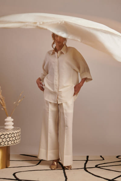 Moh India Ivory linen shirt and trouser co-ord set MOHIJUL26D148611