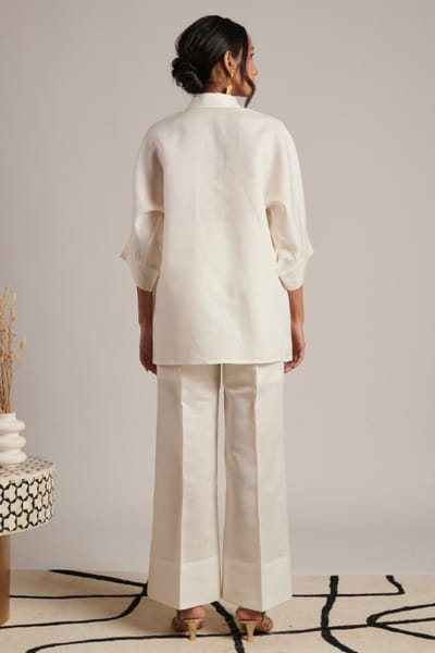 Moh India Ivory linen straight trousers MOHIJUL26D148629