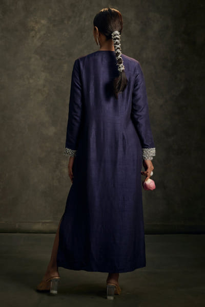 Label Revati Palshetkar Midnight indigo zardozi embroidered kurta dress LABEJUL26D148571