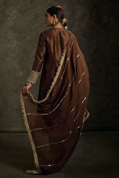 Label Revati Palshetkar Brown zardozi embroidered kurta set LABEJUL26D148543
