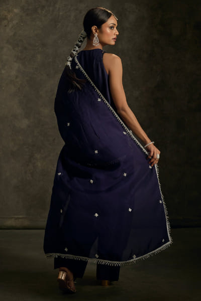 Label Revati Palshetkar Midnight indigo embroidered farshi salwar set LABEJUL26D148555