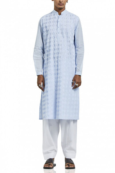 Blue textured kurta