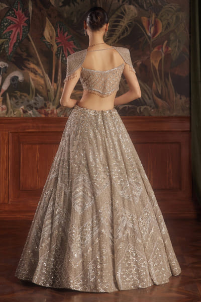Roqa Taupe grey embroidered lehenga set ROQAPR25D124631