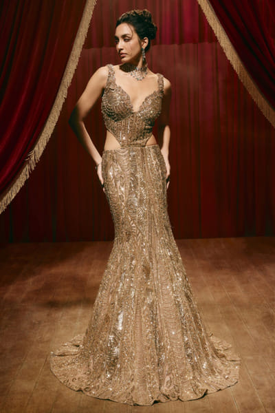 Rose gold embellished gown