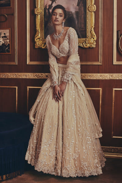 Roqa Ivory embroidered lehenga set ROQMAR26D240808