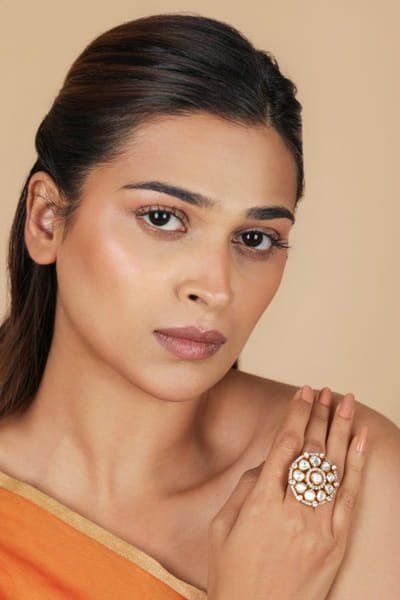 Riana Jewellery White moissanite gold plated ring RIANAPR26D243508
