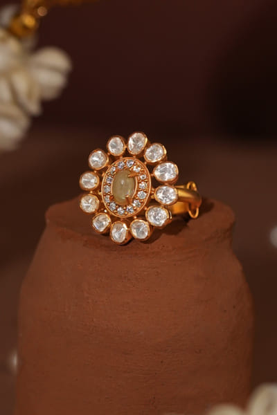 Riana Jewellery White stone encrusted floral ring RIANAPR26D243507