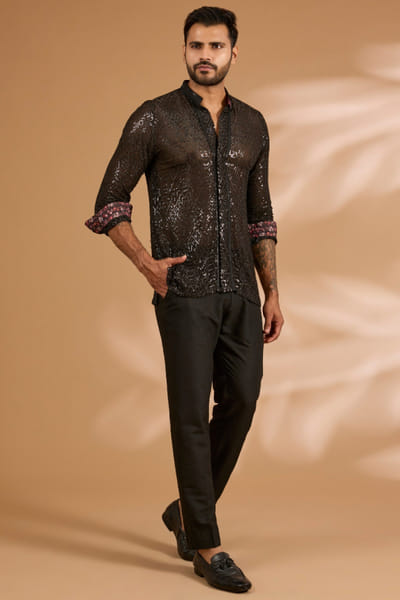 Black sequinned shirt