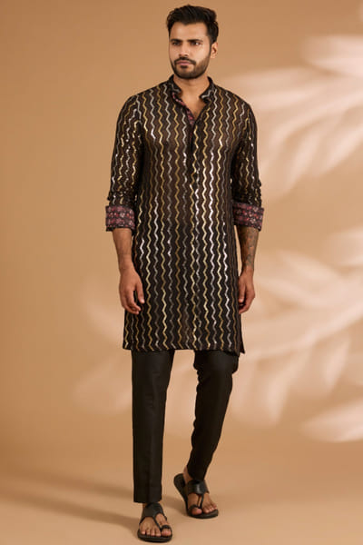 Black sequin kurta set