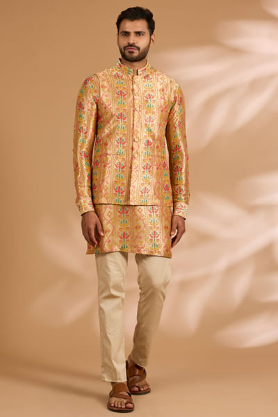 Multicolour banarasi kurta set