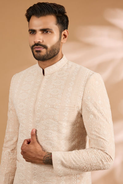 Salman pink embroidered bandhgala set