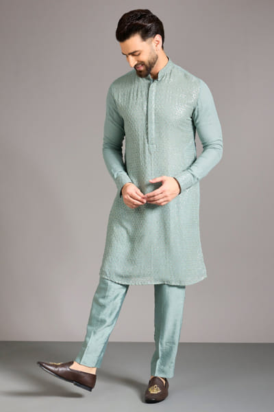 Asparagus sequin embroidered kurta set