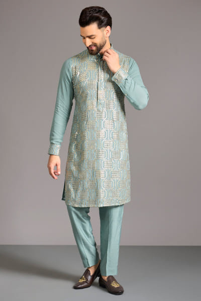 Asparagus sequinned kurta set