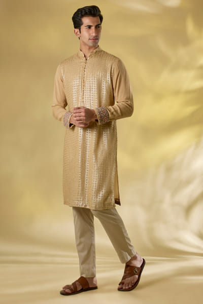 Gold sequin embroidered kurta set
