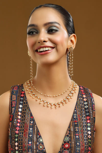 Gold kundan necklace set