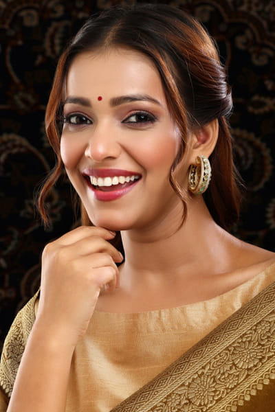 Green meenakari hoop earrings