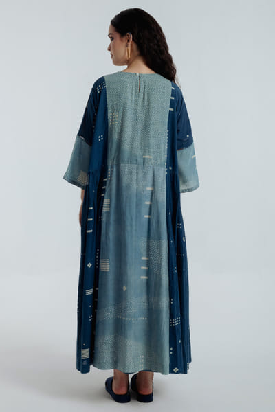 Rias Jaipur Indigo dyed bagru dabu print embroidered dress RIASAUG26D152462