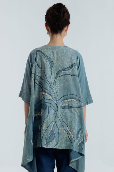 Rias Jaipur Indigo dyed bagru dabu print embroidered overlay RIASAUG26D152464