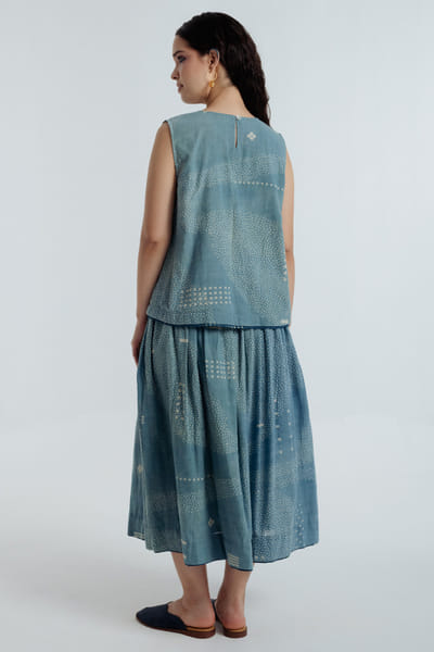 Rias Jaipur Indigo dyed bagru dabu embroidered skirt set RIASAUG26D152471