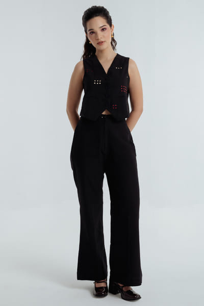 Rias Jaipur Black natural dyed embroidered co-ord set RIASAUG26D152474