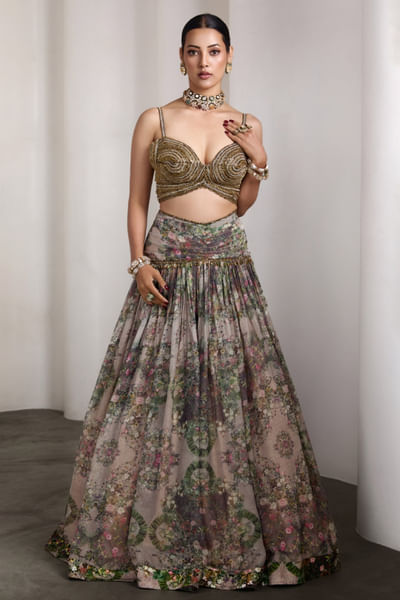 Paisley beige embroidered lehenga set