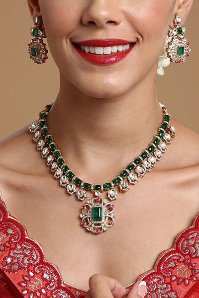 Multicolor kundan and stone choker set