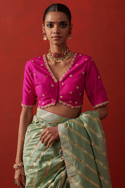 Rani pink sequin embroidered blouse