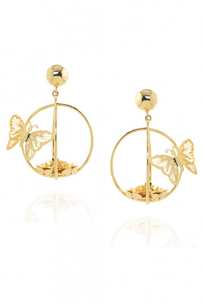 Gold plated dual ring earrings