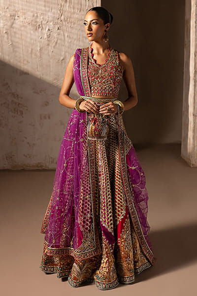 Aneeka Ruknuddin Multicoloured gota embroidered lehenga set ANEEAUG26D152566