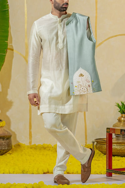 Ivory chanderi kurta set
