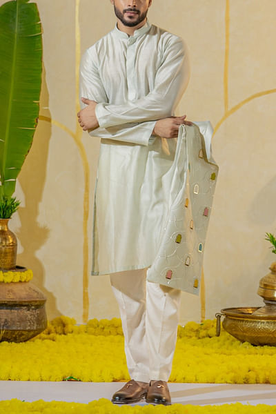Mint mist chanderi kurta set