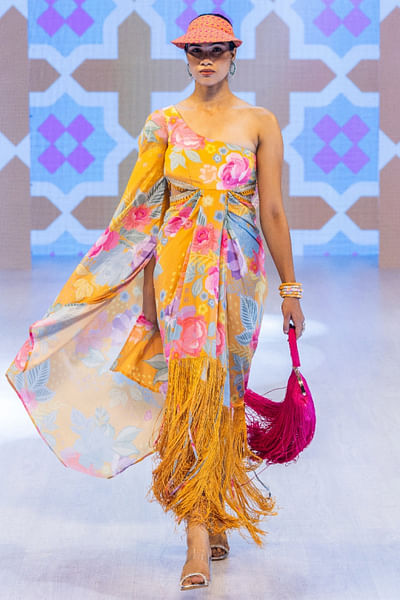 Marigold yellow printed dress