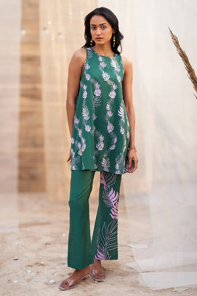 Green leaf printed co-ords