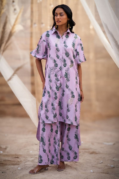 Pink leaf print co-ords