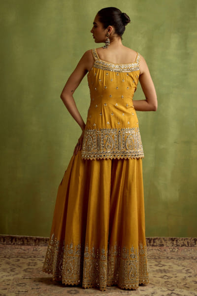Suhino Yellow mirror embellished sharara set SUHNOV25D137728